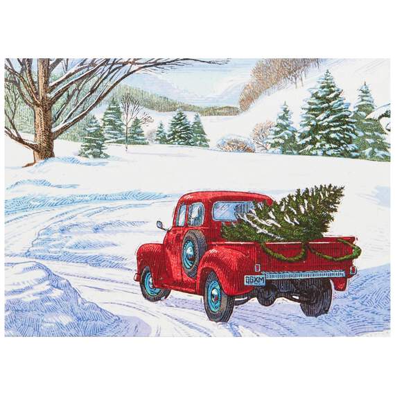 Evergreen Pickup Truck With Glitter Note Cards, Box of 10, , large image number 1