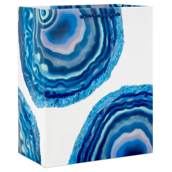 9.6" Blue Geodes on White Medium Gift Bag