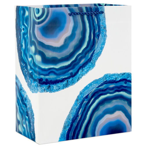 9.6" Blue Geodes on White Medium Gift Bag, 