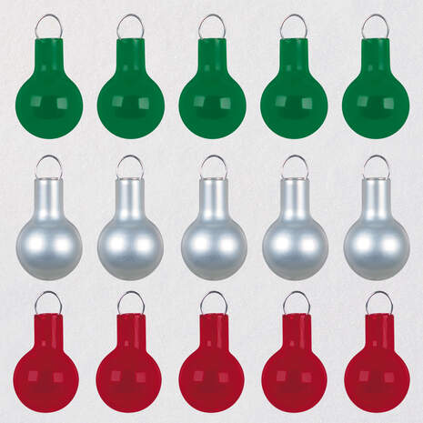 Mini Festive Red, White and Green Glass Ornaments, Set of 15, , large