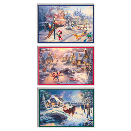 Thomas Kinkade Disney Mickey Mouse and Friends Holiday Assortment Boxed Christmas Cards, Pack of 24, 