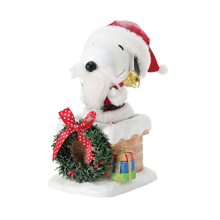 Enesco Peanuts Santa Snoopy in Chimney Figurine, 8"