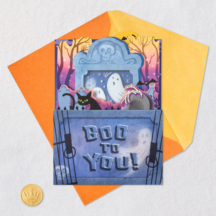 Ghosts in the Graveyard Musical Pop-Up Halloween Card With Light, , large image number 7