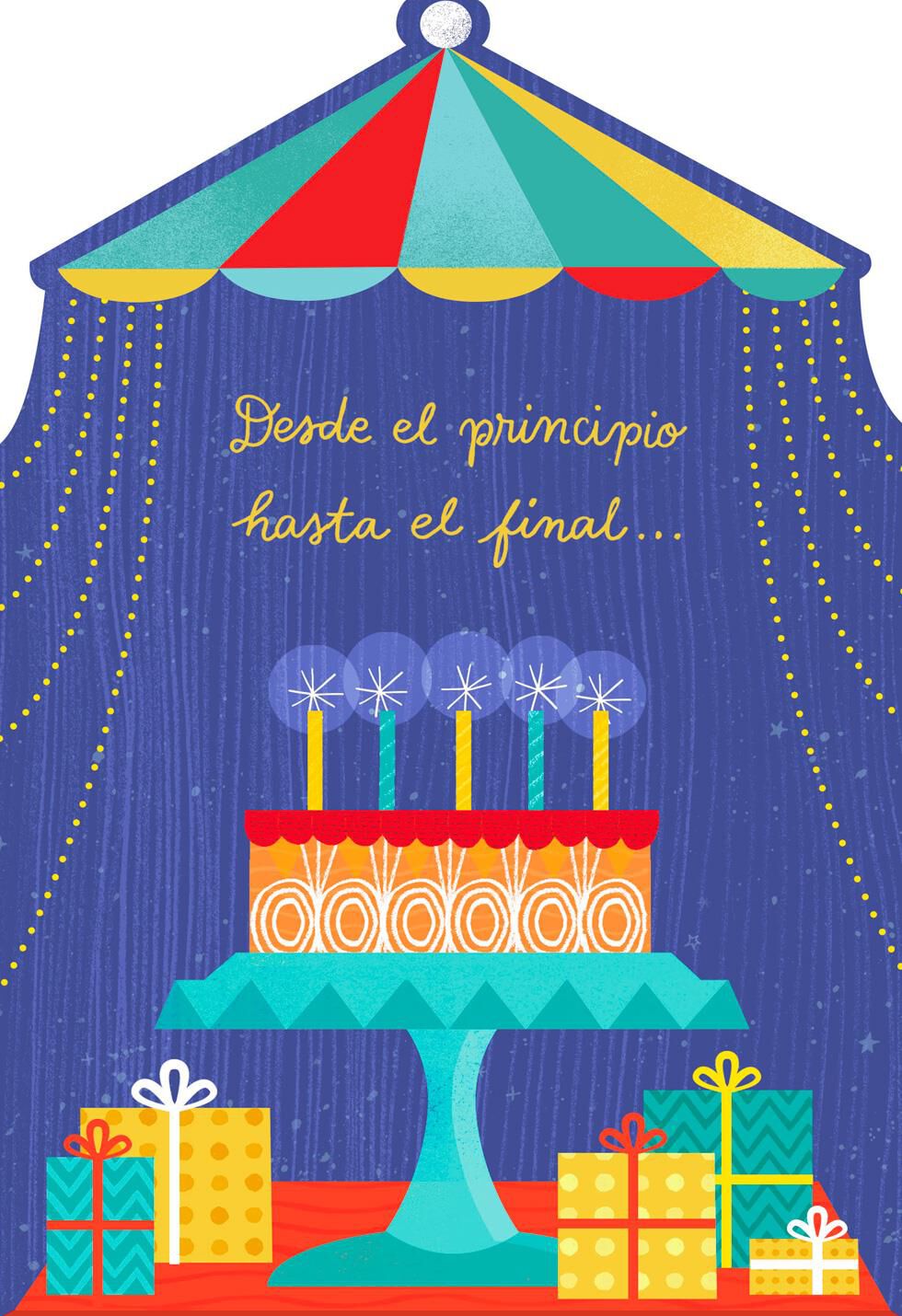 Cake Under a Tent Spanish-Language Birthday Sound Card