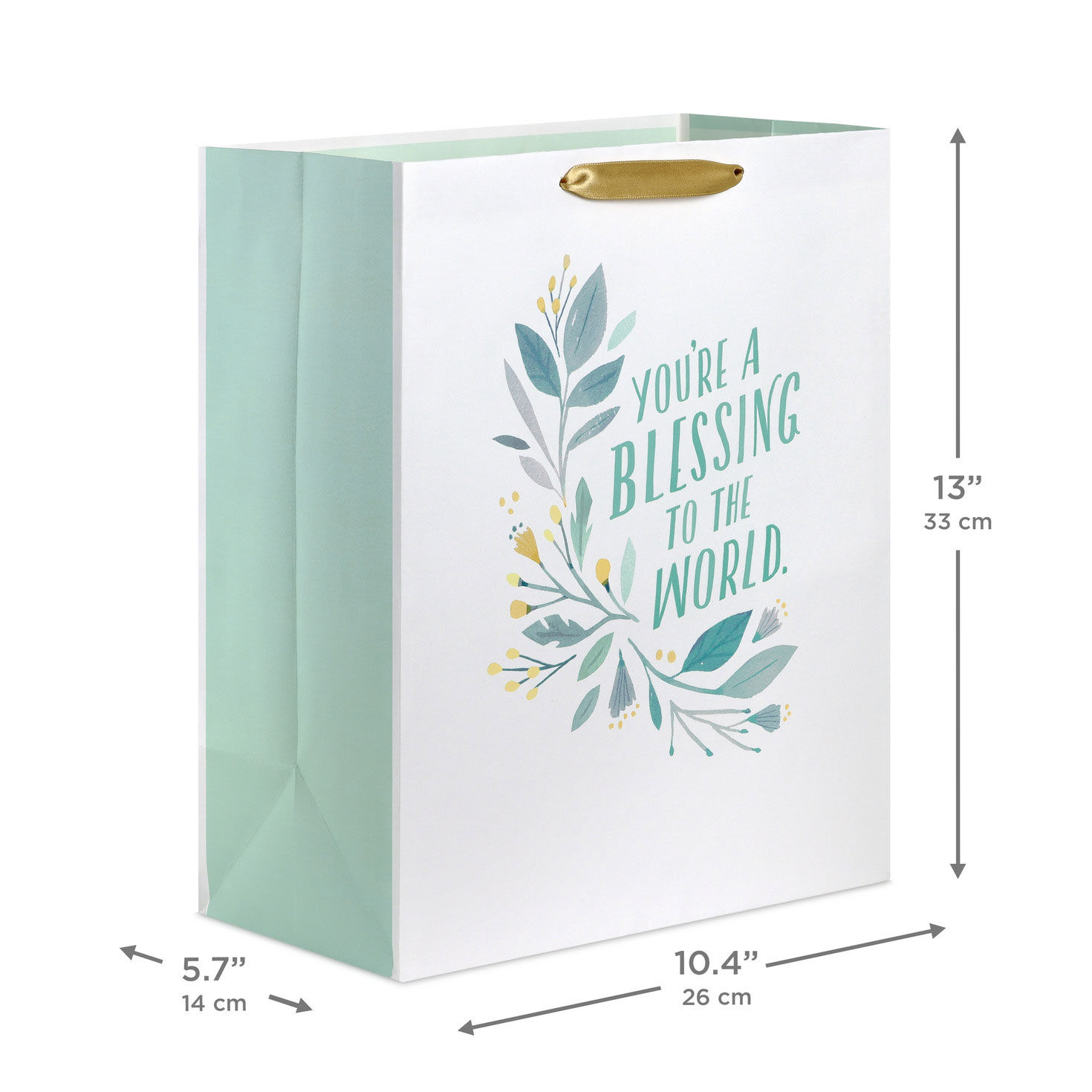 Lettering With Greenery on White Large Gift Bag measurement image number 3