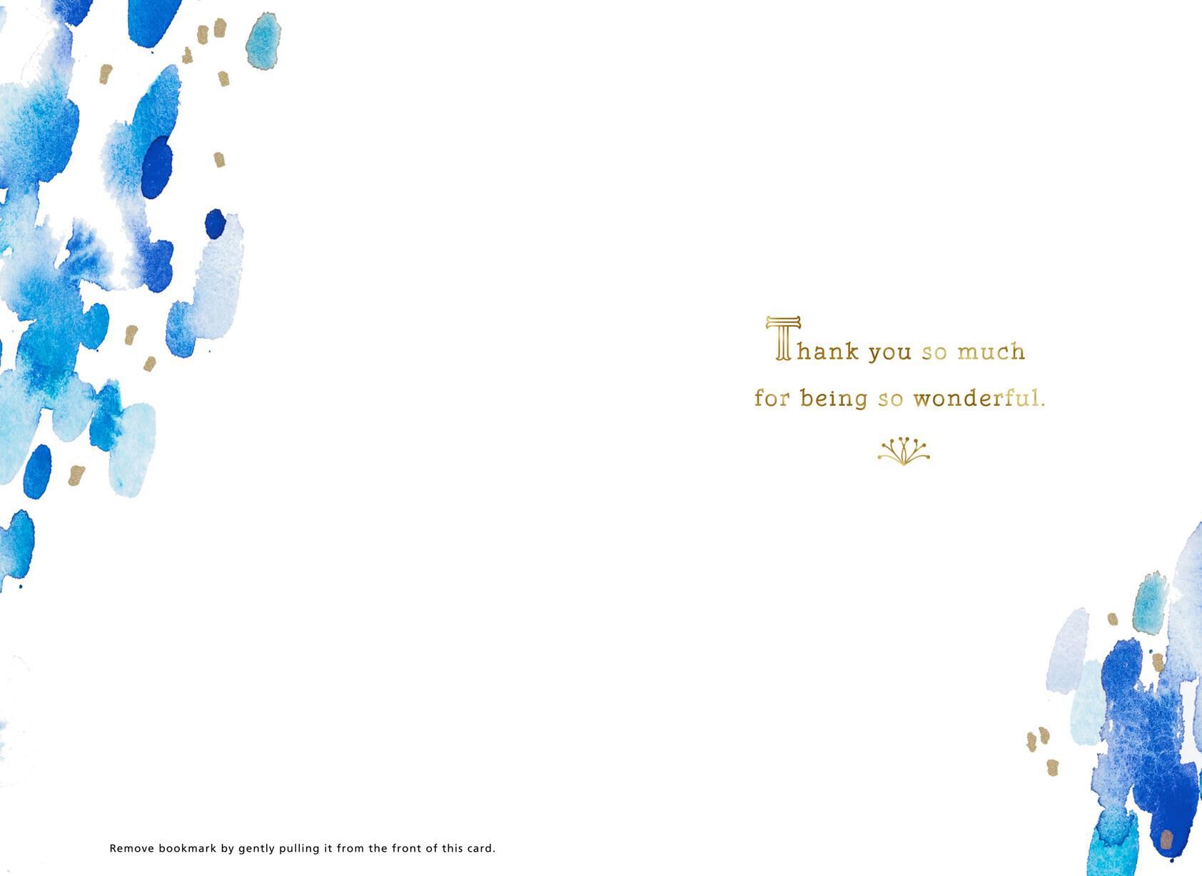 Watercolor Drops Thank You Card With Removable Bookmark