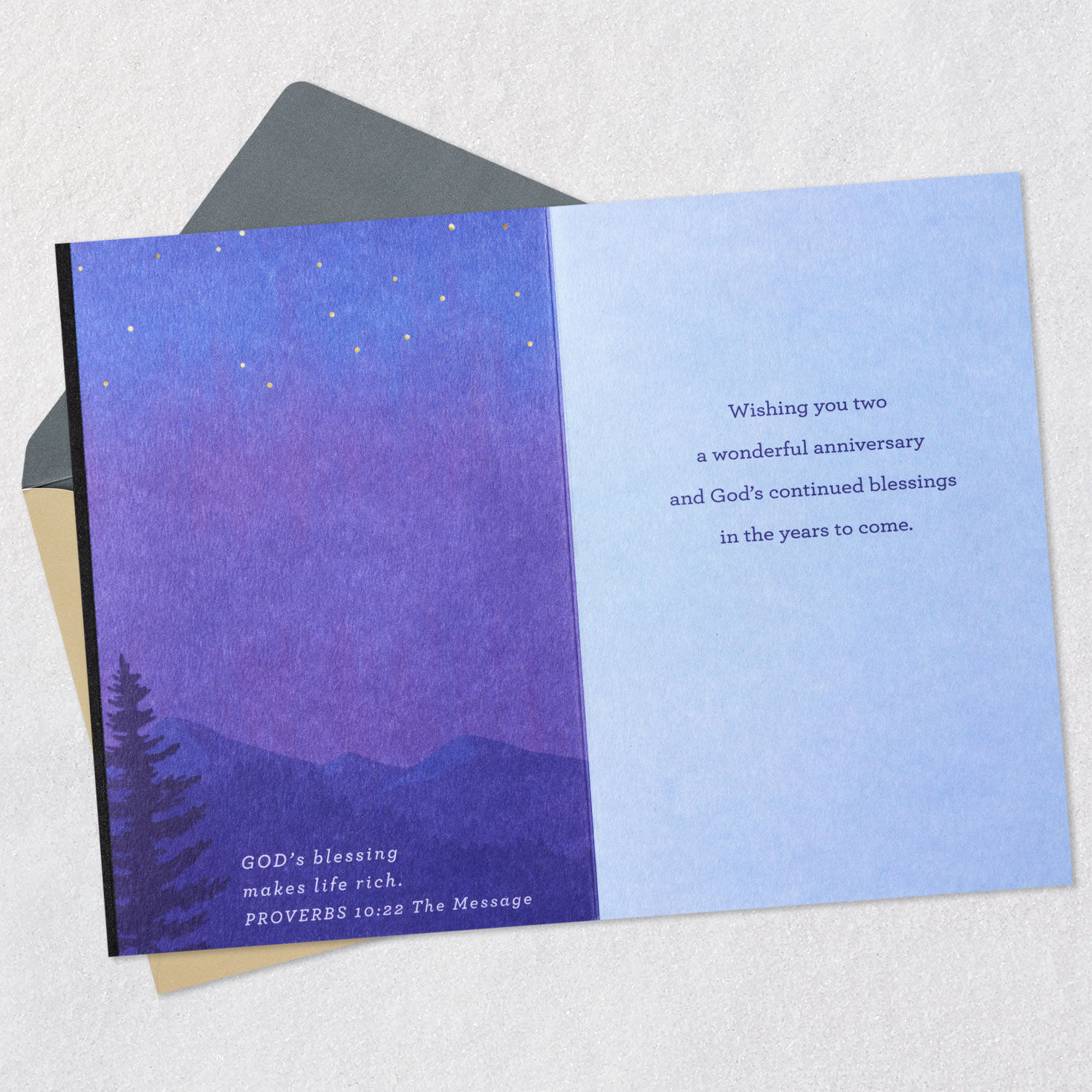 Mountain Camping Religious Anniversary Card Open card with envelope image number 4
