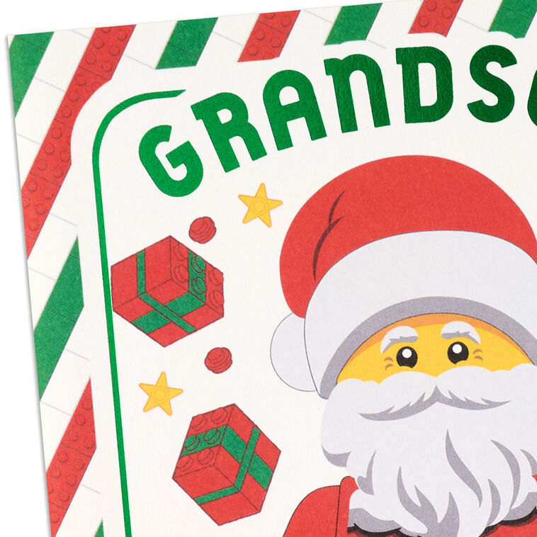 Lego Brick Santa Stickers Grandson Christmas Card Card Front Detail image number 4