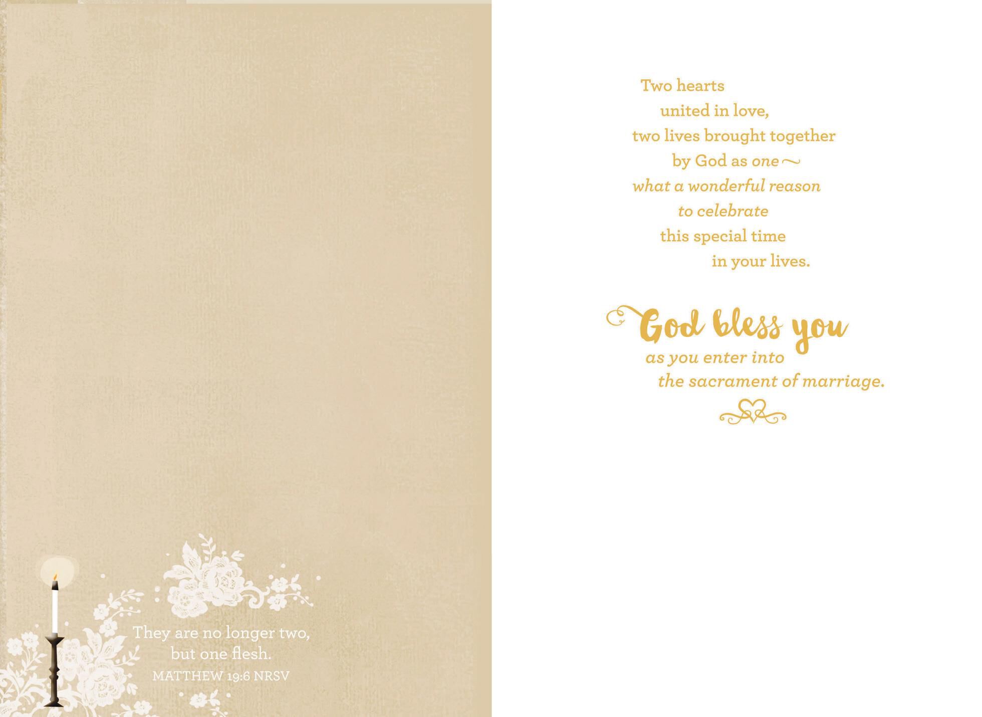 Two Become One Religious Wedding Card