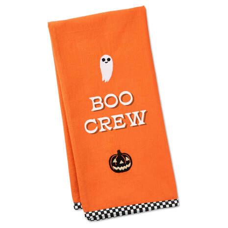 Orange Dish Towel With Halloween Icons front