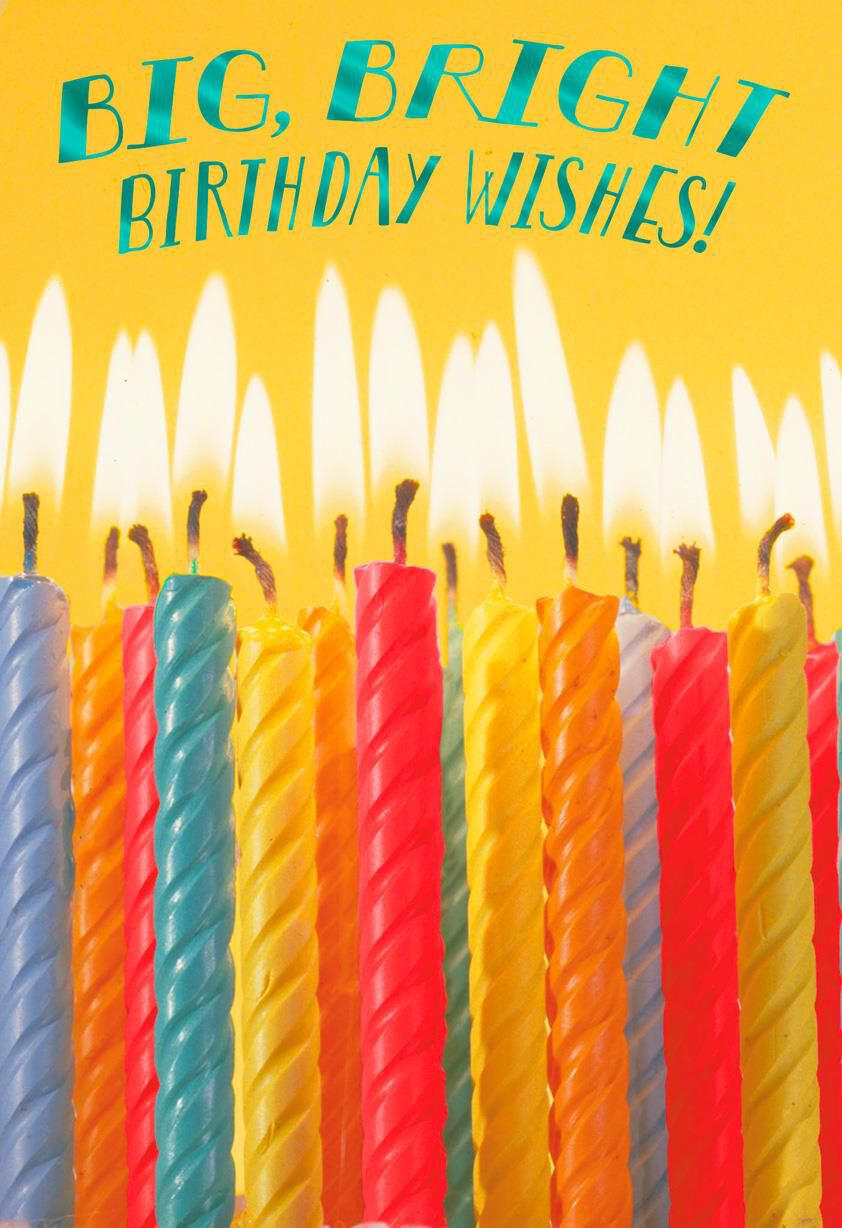 Colorful Candles Bright Wishes Birthday Card