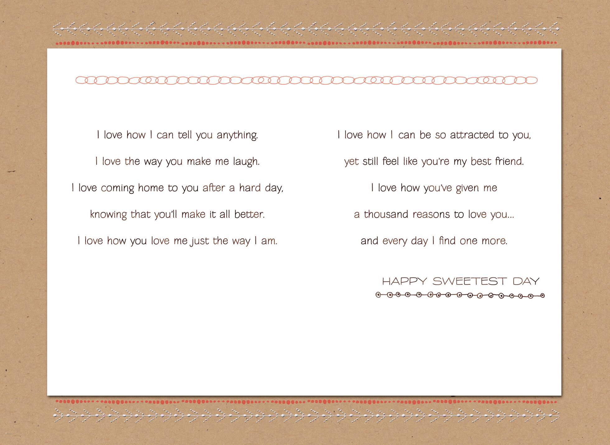 A Thousand Reasons to Love You Sweetest Day Card