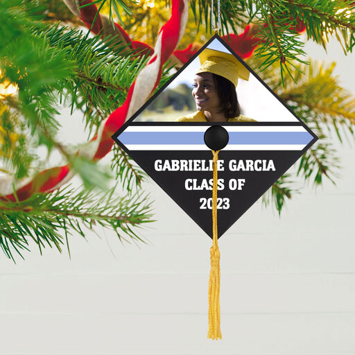 Graduation Cap Text and Photo Personalized Ornament, 