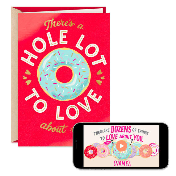 Donut and Hearts Hole Lot to Love Video Greeting Valentine's Day Card
