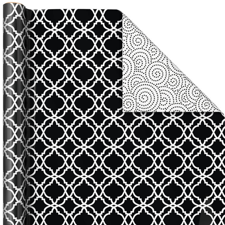 Black and White Prints 3-Pack Reversible Wrapping Paper, 75 sq. ft. total, , large image number 6