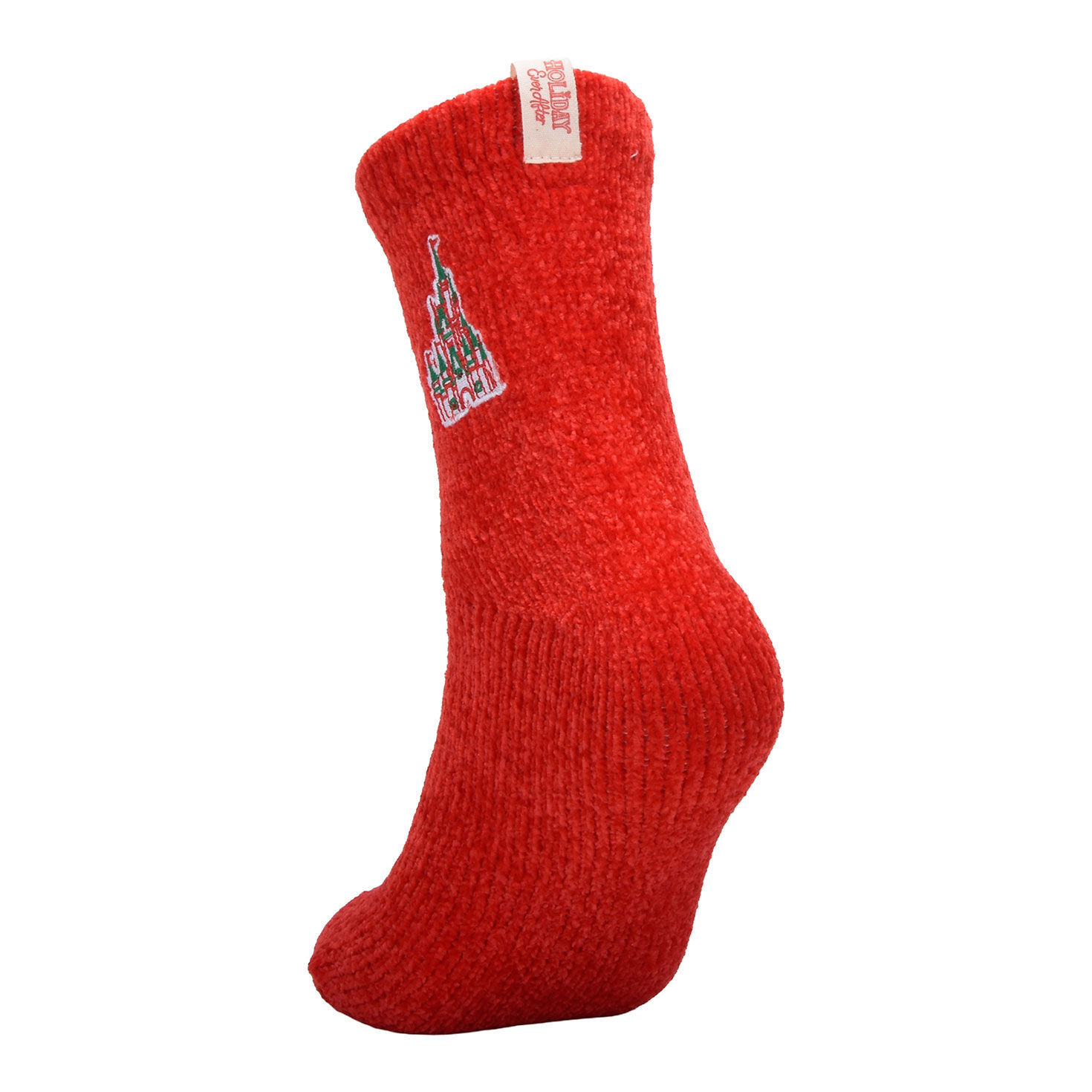 Red Socks With Disney Castle back image number 3