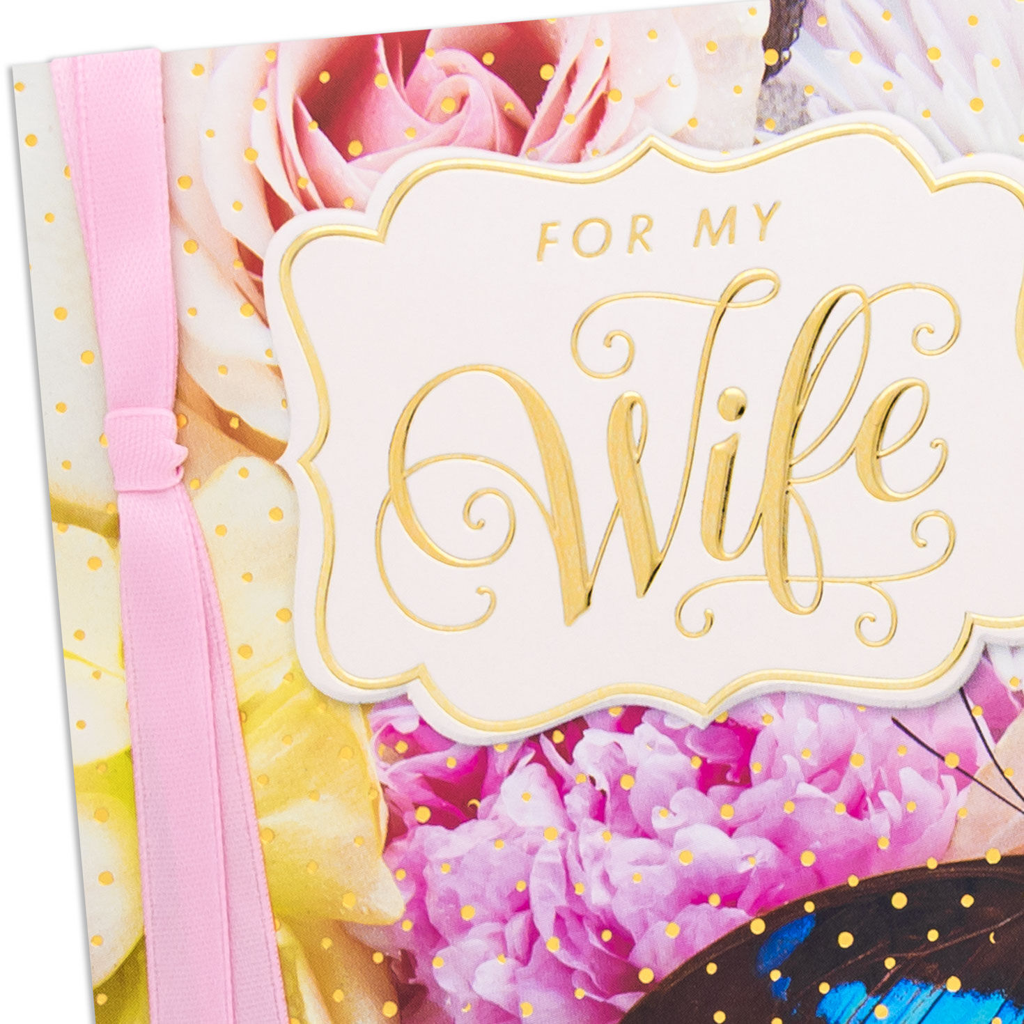 Blue Butterfly on Flowers Mother's Day Card for Wife Card Front Detail image number 5