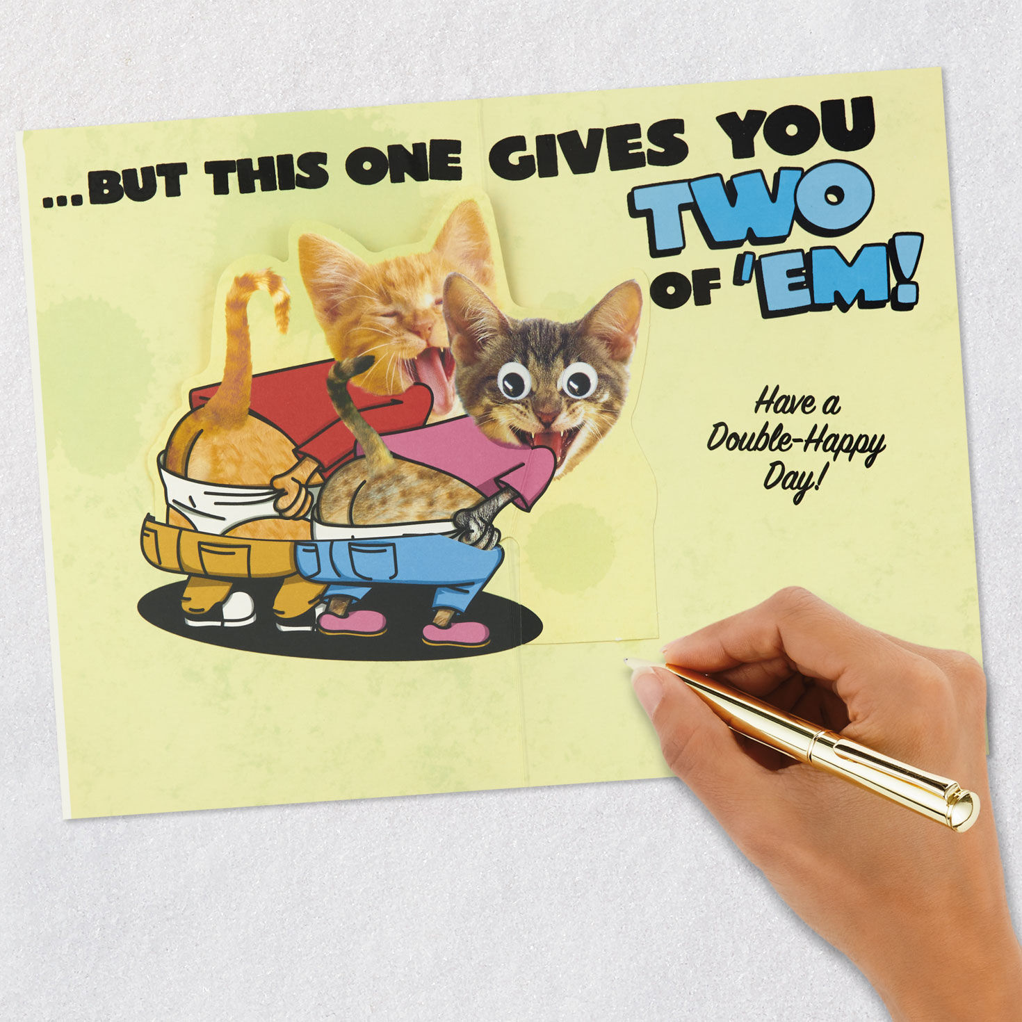 Cats Giving the Moon Crass Funny Birthday Card signing card image number 6