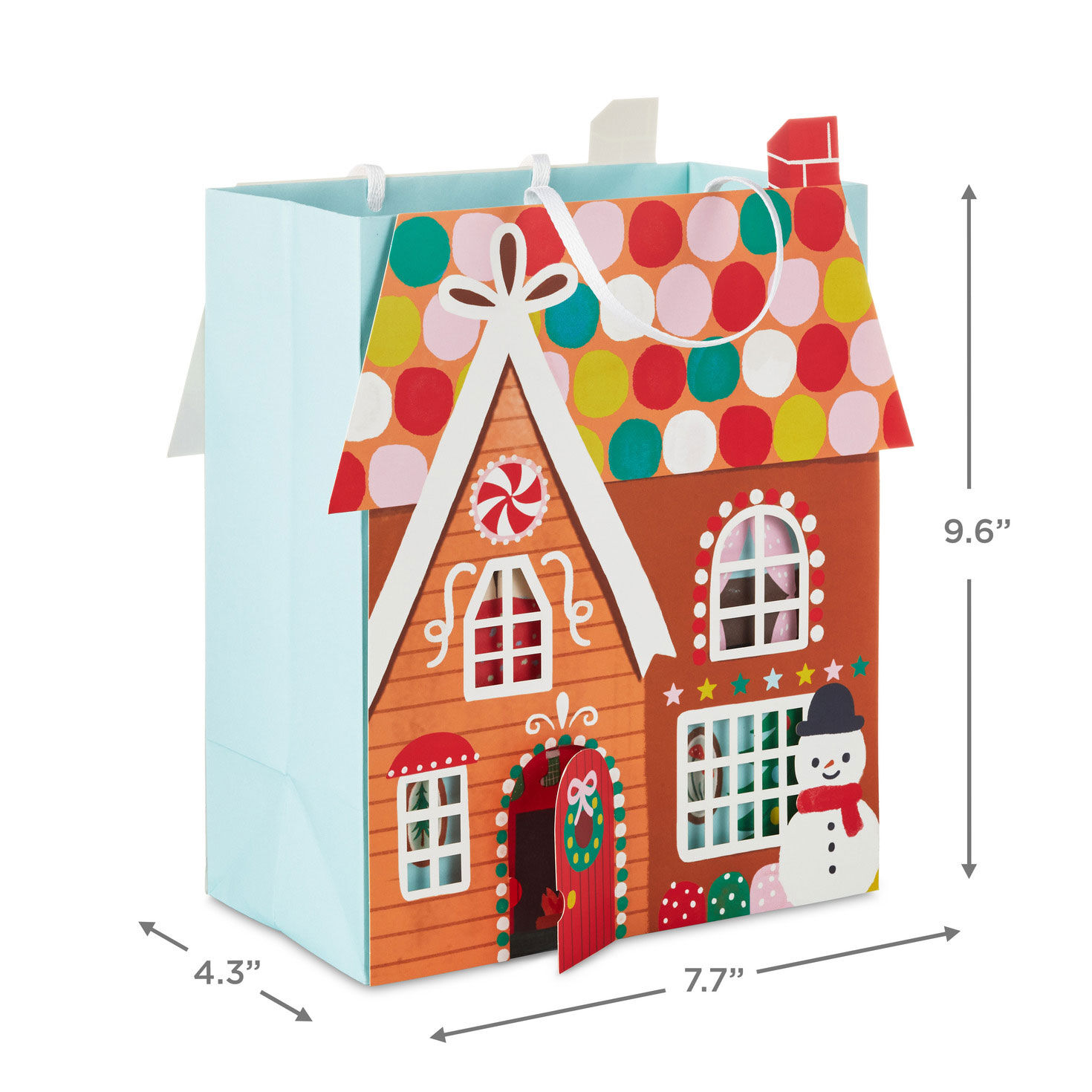 Gingerbread House Medium Christmas Gift Bag measurement image number 3