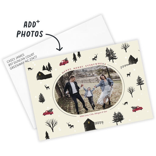 Woodland Farm Truck Flat Christmas Photo Card, 