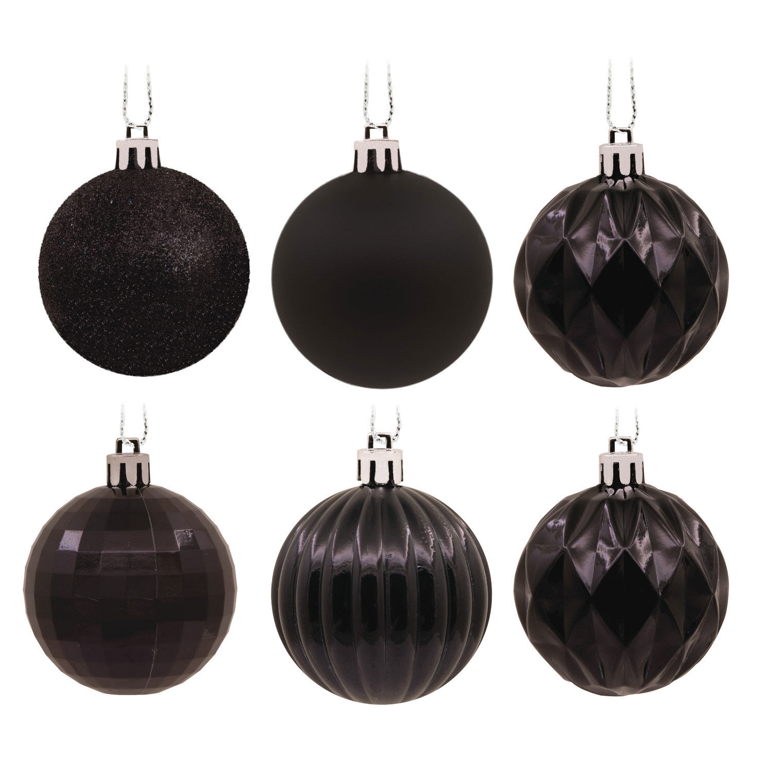 Hallmark 24 Piece Black Shatterproof Christmas Ornaments Set for