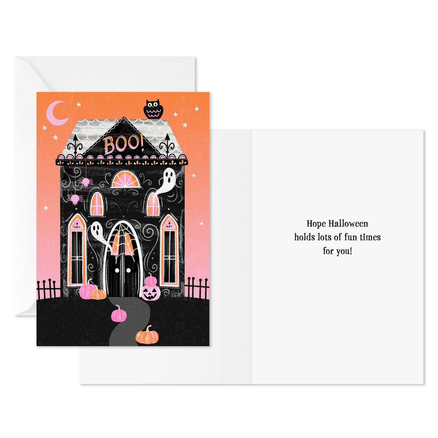 Haunted House and Ghosts Halloween Cards Pack Card Front with Sentiment image number 2