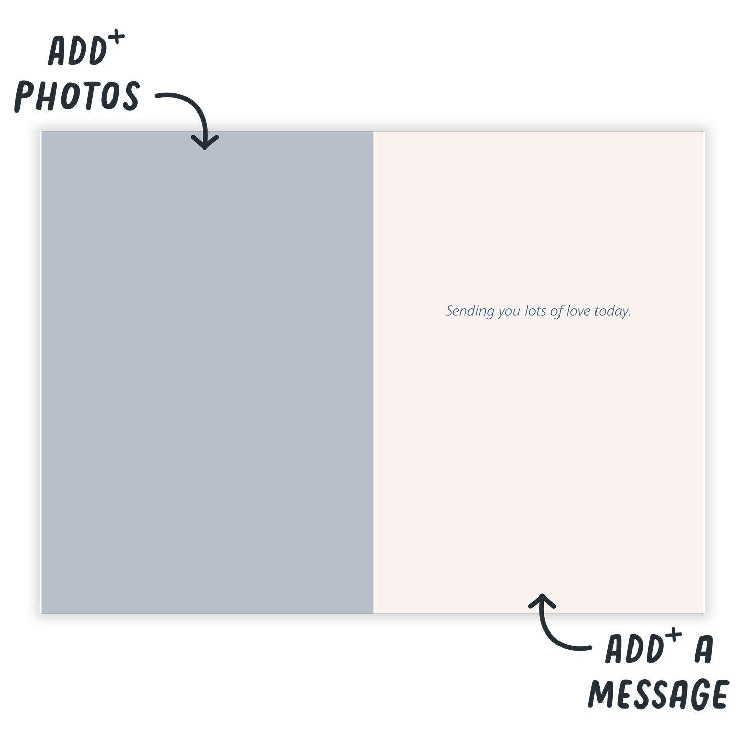 Blue Flower Drawings Personalized Mother's Day Card Open Card indicating personalization image number 3