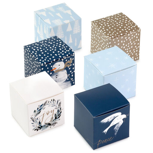 2.5" Holiday Blue Mini Gift Boxes 6-Pack Assortment, 