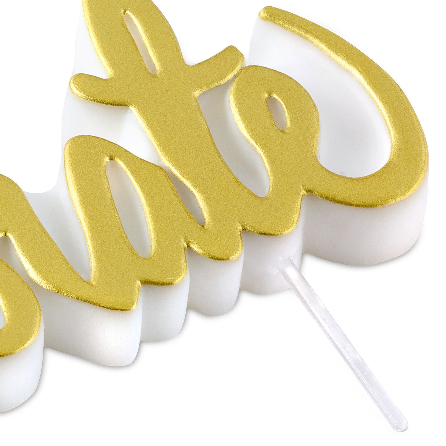 Script Gold Celebrate Grad or Birthday Candle closeup detail image number 5