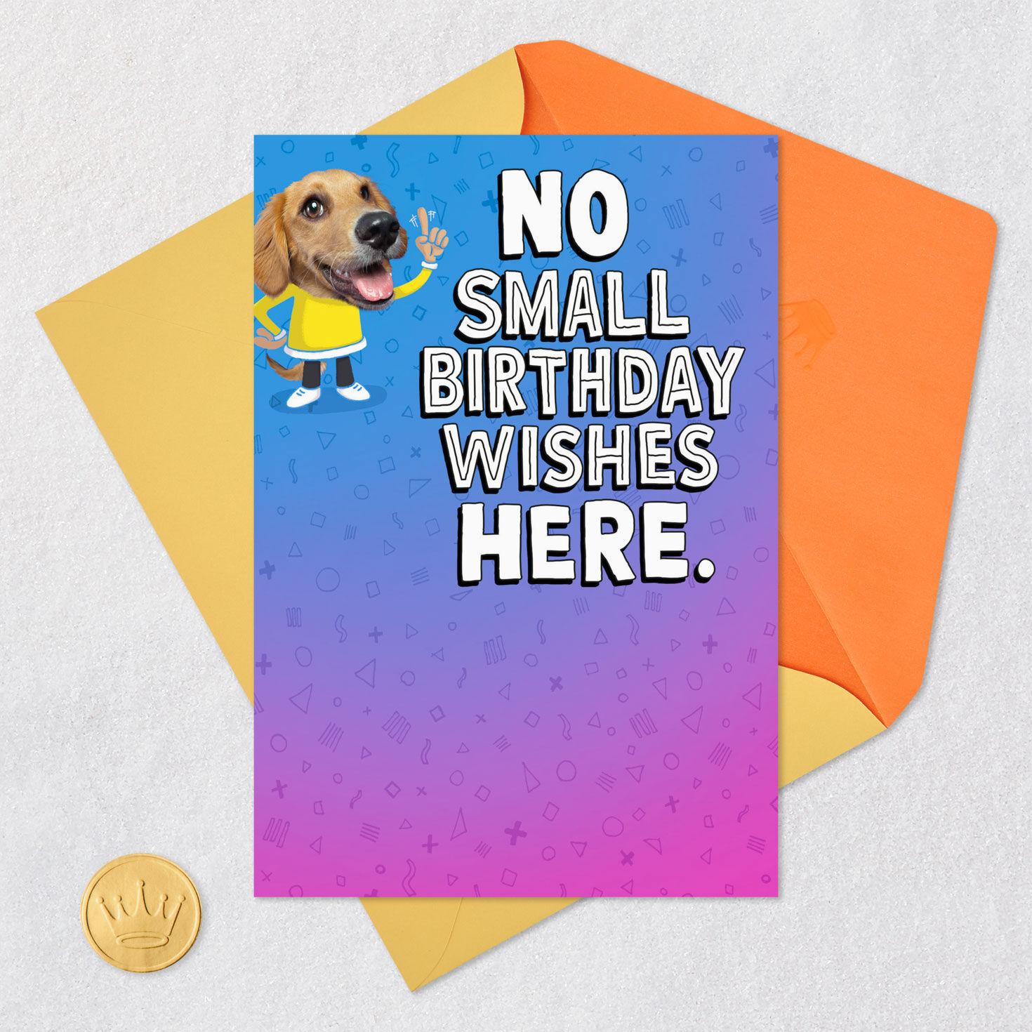 Dog Cartoon on Blue Pop-Up Birthday Card Card Front with Envelope and Gold Seal image number 8