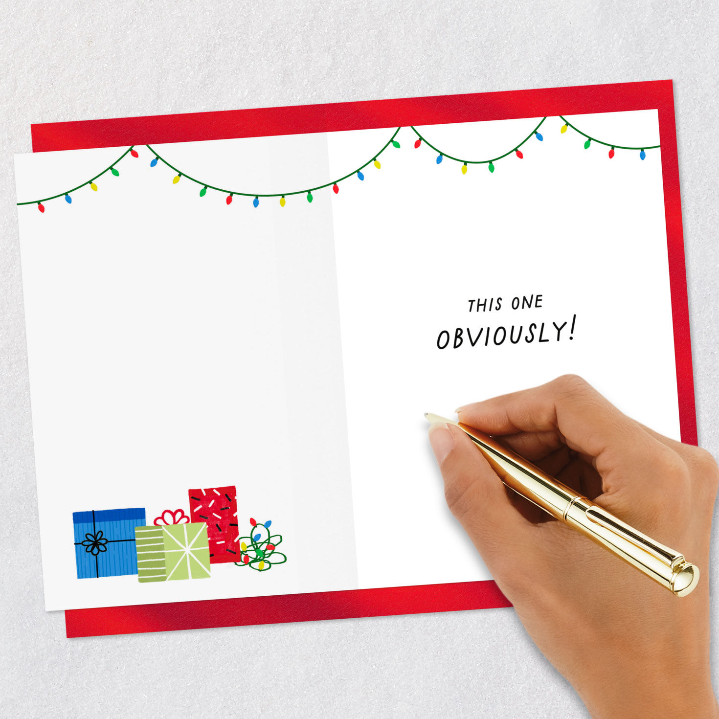 Santa Raccoon in Lights Grandson Christmas Card Signing card image number 6