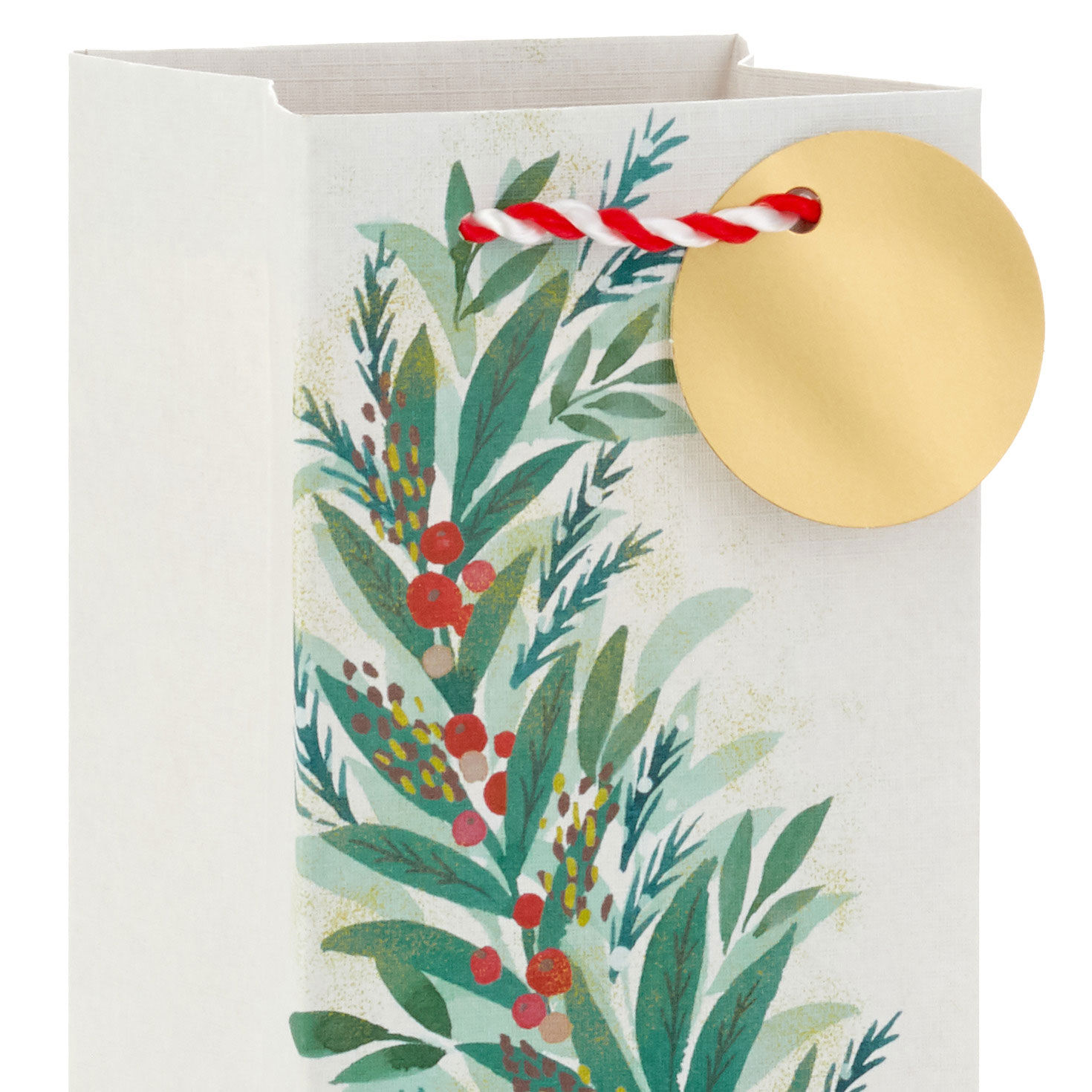 Happy Holidays Christmas Greenery Wine Gift Bags Handle Detail image number 4