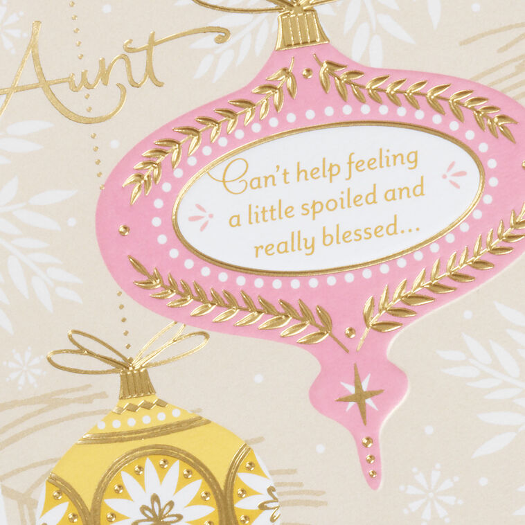 Vintage Ornaments Religious Aunt Christmas Card Card Front Detail image number 5
