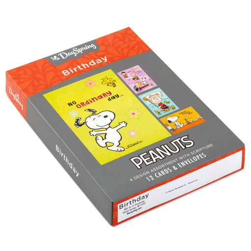 Peanuts Birthday Blessings Religious Boxed Birthday Cards Assortment, Pack of 12, 