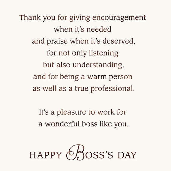 It's a Pleasure to Work for You Boss's Day Card, , large image number 2