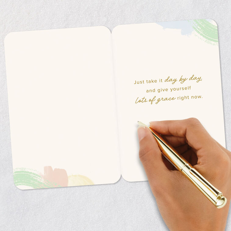 Gold Leaves and Pastel Abstract Treatment Encouragement Card Signing card image number 6