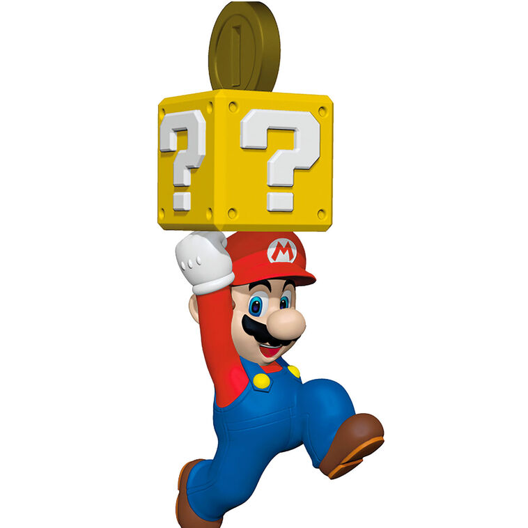 Super Mario With Question Block Keepsake Ornament closeup view image number 5