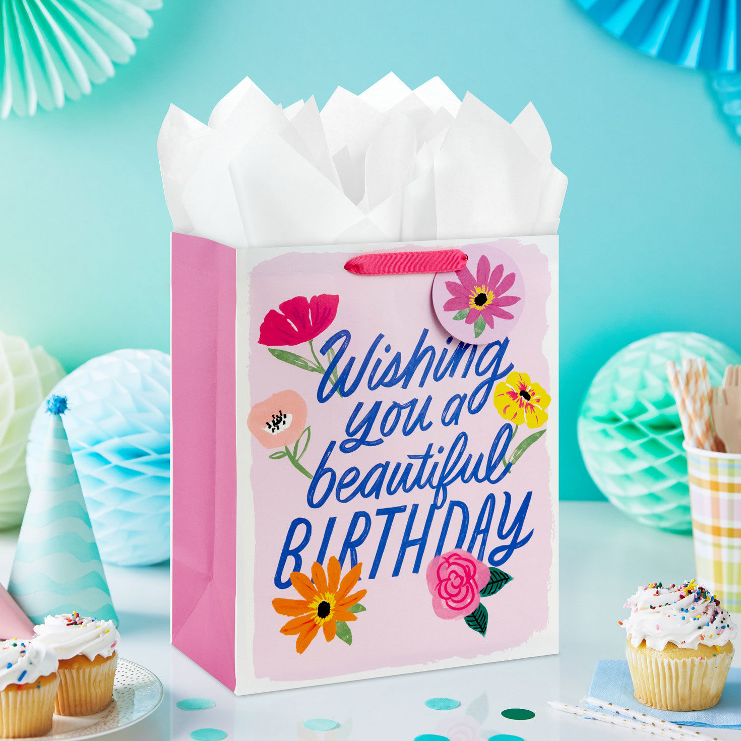 13" Floral Beauty on Pink Large Birthday Gift Bag for only USD 4.99 | Hallmark