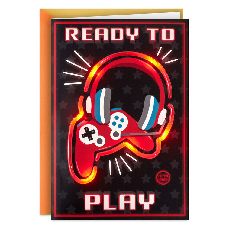 Ready to Play Video Game Musical Birthday Card With Light