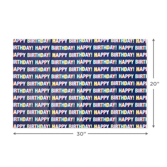 Colorful Shadow Lettering Birthday Flat Wrapping Paper With Gift Tags, 3 sheets, , large image number 5