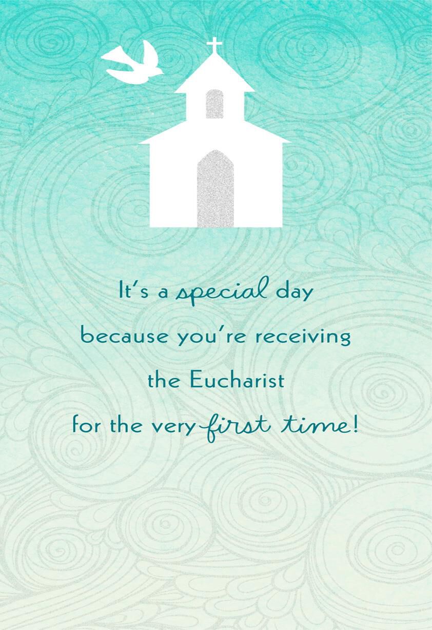 Church and Dove Money Holder First Communion Card