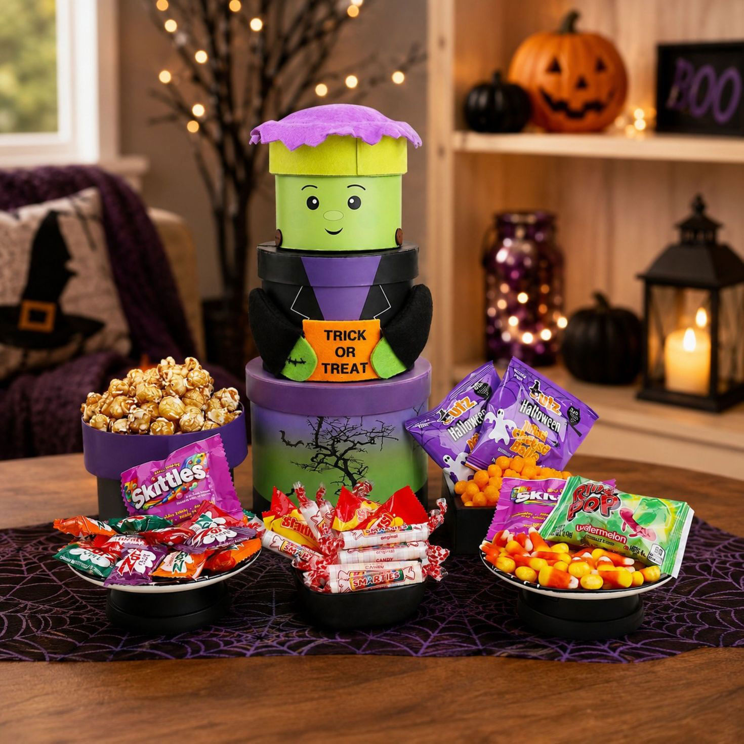 Frankenstein Treats Halloween Gift Tower in use image number 2