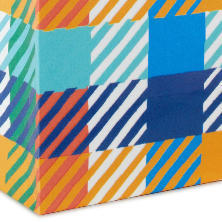 Blue and Orange Plaid Mini Bag for Gift Cards upclose detail image number 5