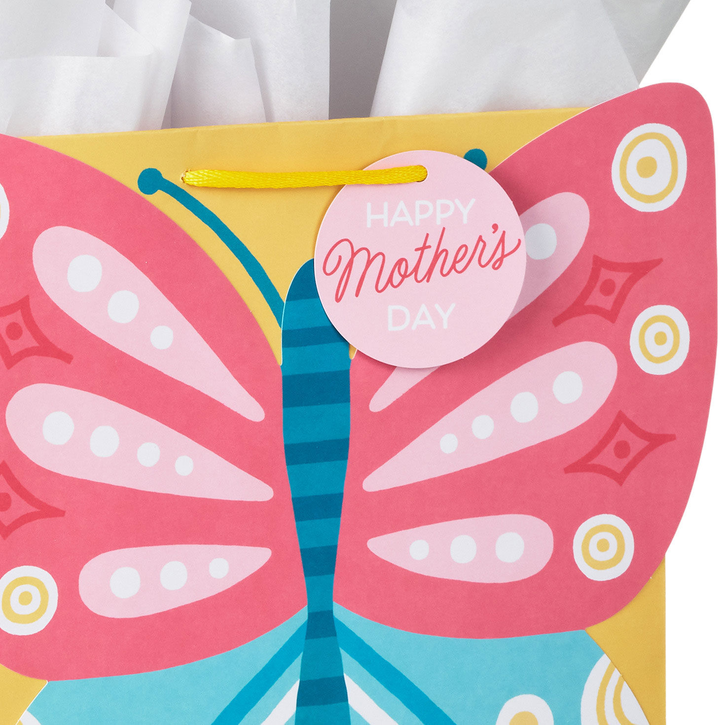 Butterfly Large Mother's Day Gift Bag With Tissue Handle/Tag Detail image number 4