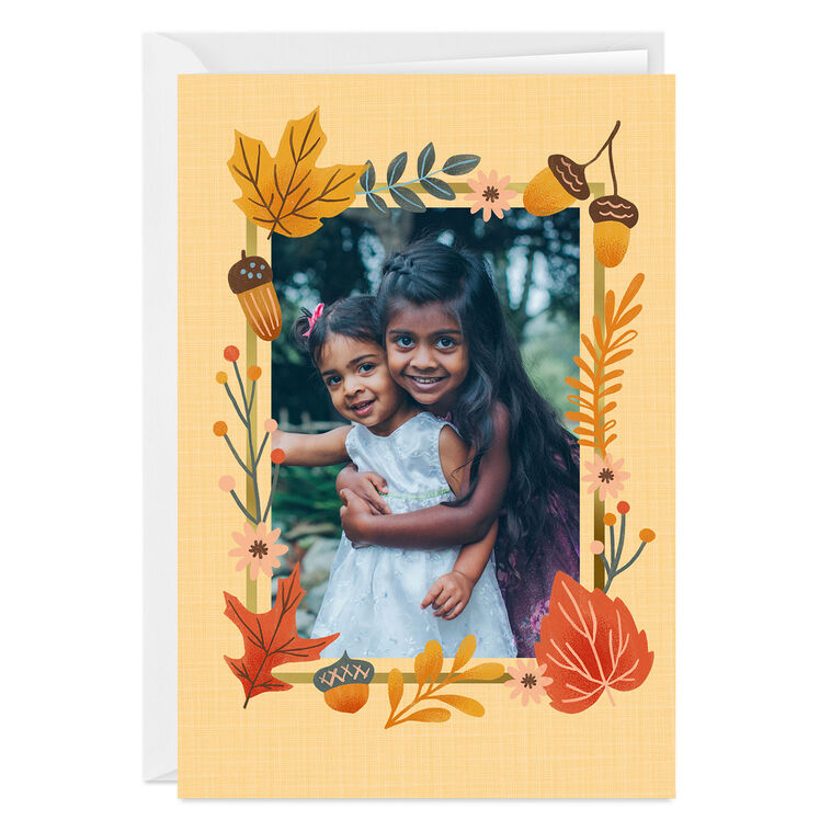 Fall Leaves Frame Custom Thanksgiving Card, , large image number 1