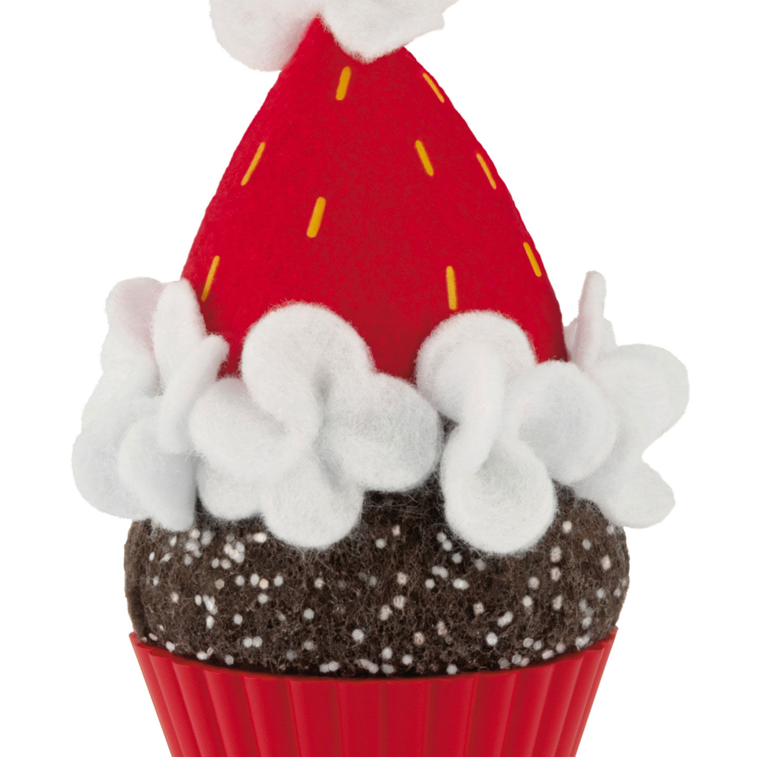 Santa Hat Chocolate Cupcake Keepsake Ornament closeup view image number 5