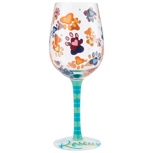 Lolita Love My Rescue Handpainted Wine Glass, 15 oz., 