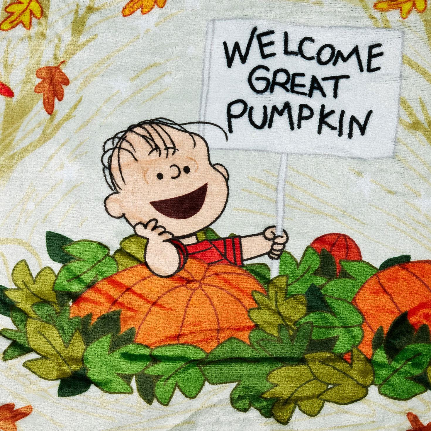 Peanuts Great Pumpkin Oversized Plush Blanket upclose detail image number 3