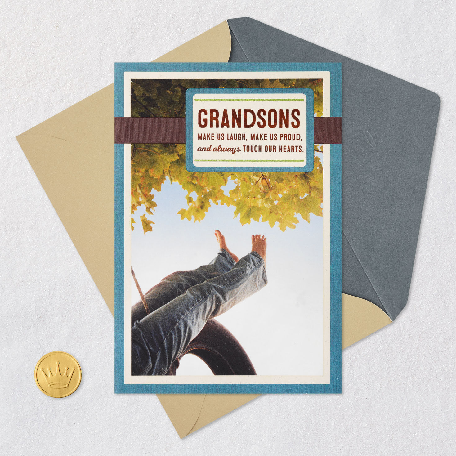 Kid on Tire Swing Birthday Card for Grandson  image number 5