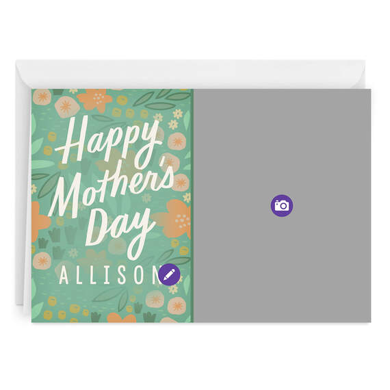 Personalized Floral Print Happy Mother's Day Photo Card, , large image number 6